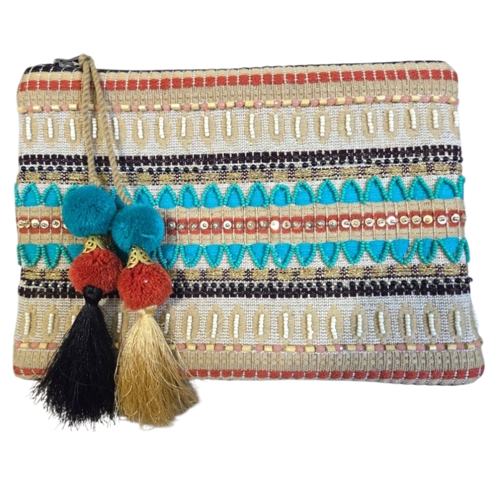 Colorful Bohemian Clutch with Tassels
